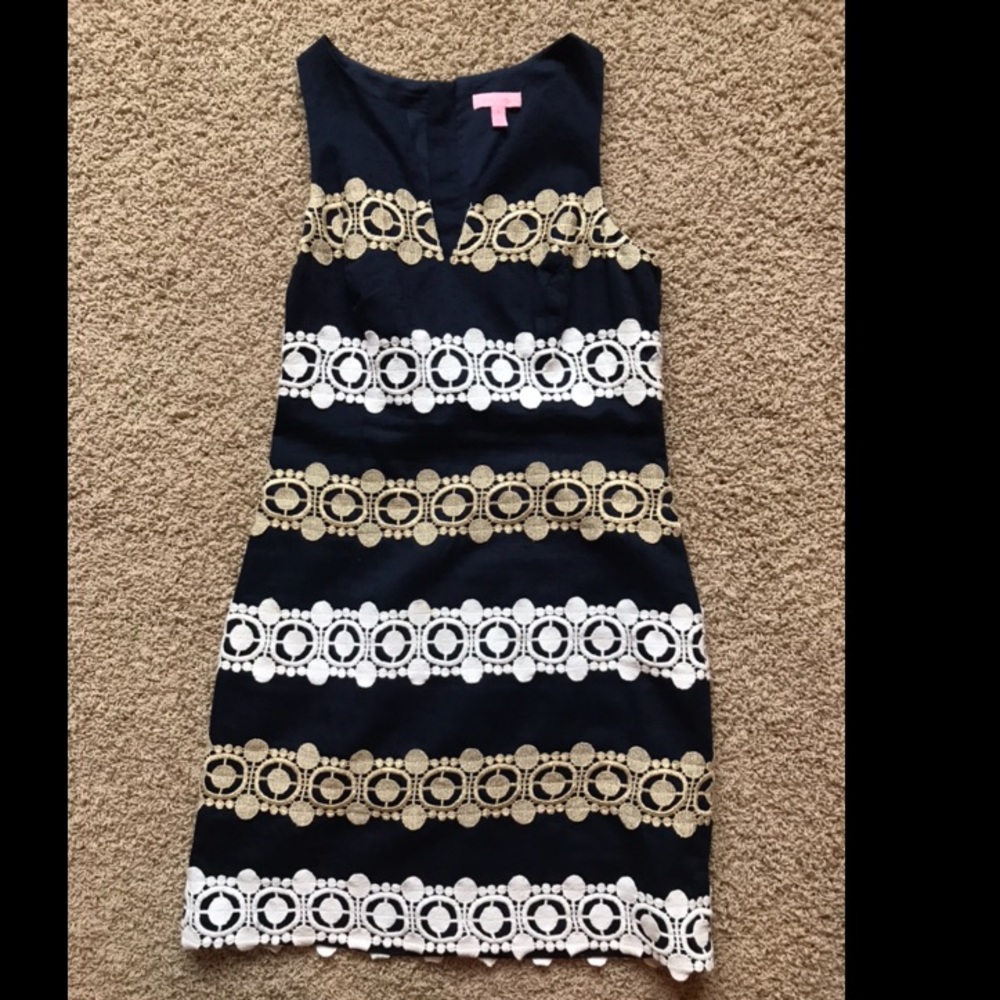 Navy, white, and Gold Lilly Pulitzer dress